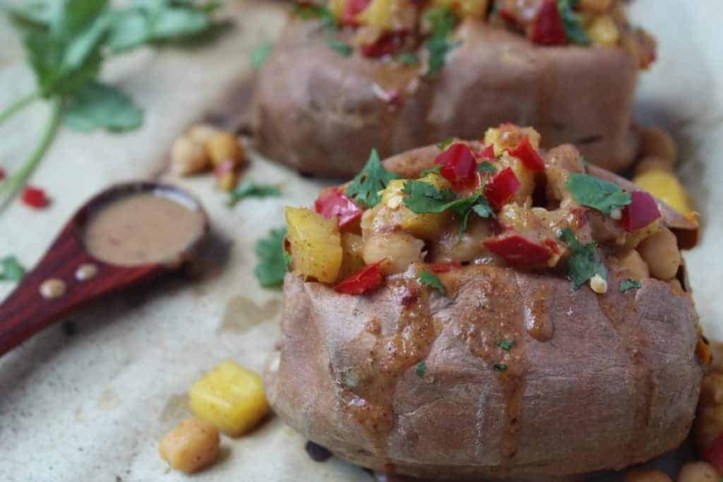 Chickpea & Pineapple Stuffed Sweet Potatoes