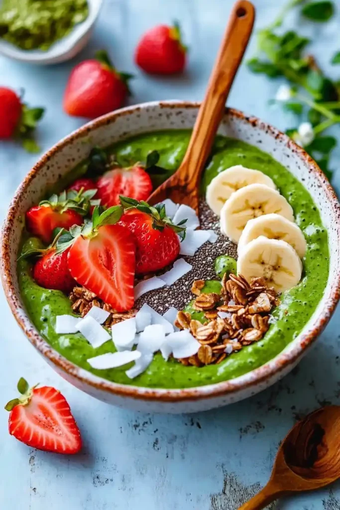  Strawberry Matcha Smoothie Bowl