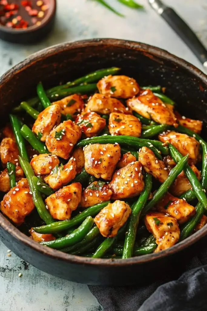 Green Beans Chicken Recipe in dish 