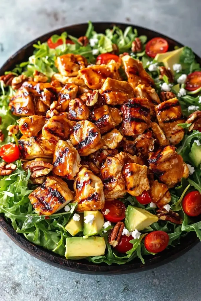 Hot Honey Chicken Salad in black plate