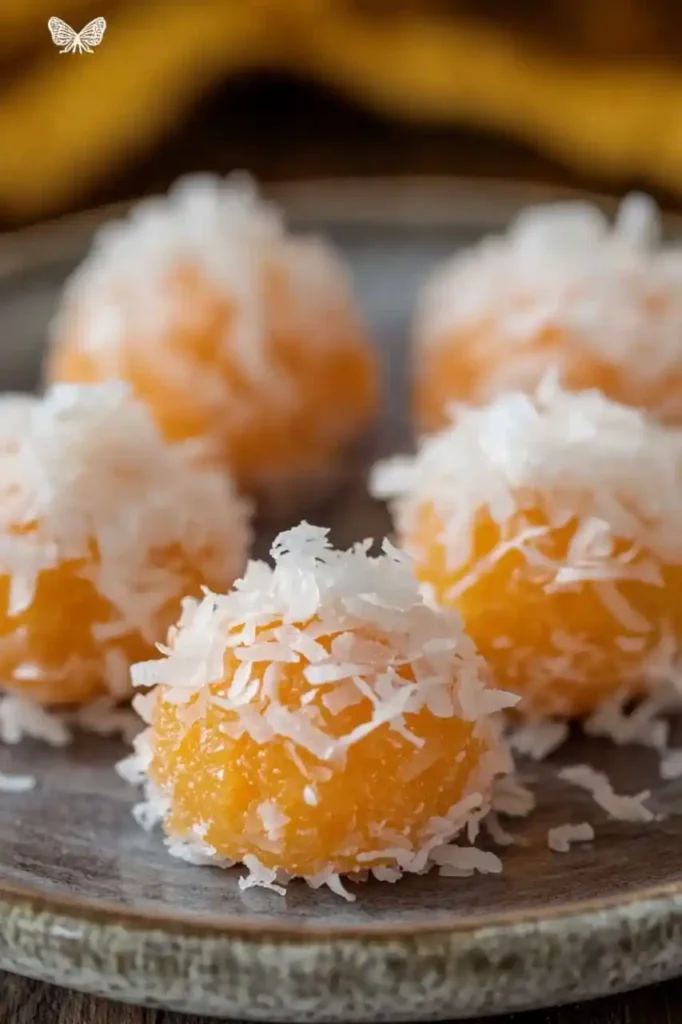 close view of sweet potato rice balls