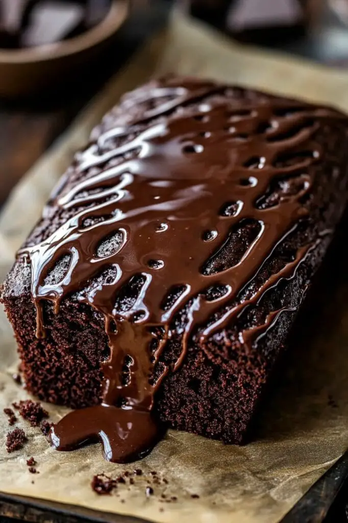 brownie bread drizzled with glaze