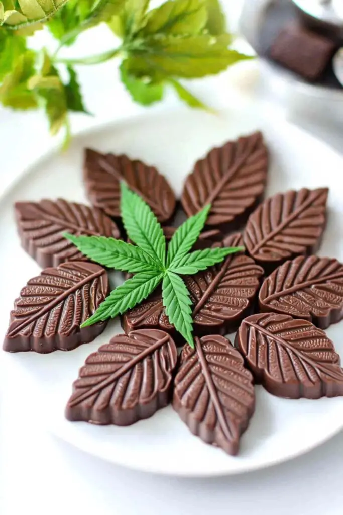 cannabis chocolate in white plate