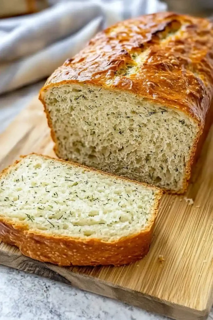 Dill Bread loaf on wooden table 