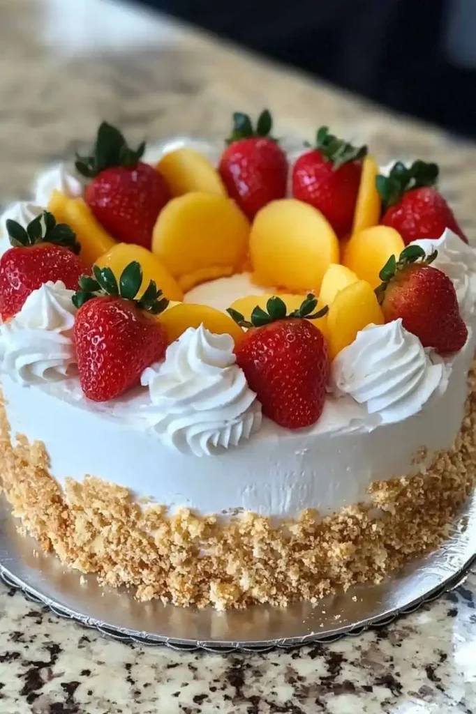 strawberry peach cake