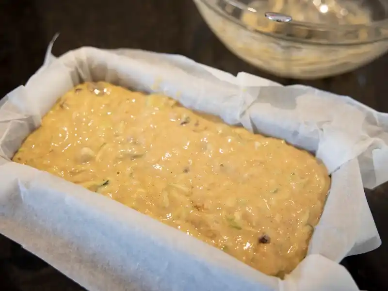 Strawberry Zucchini bread loaf Batter in 9× 13 inch pan