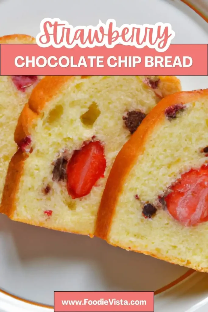 Strawberry chocolate chip bread in plate 