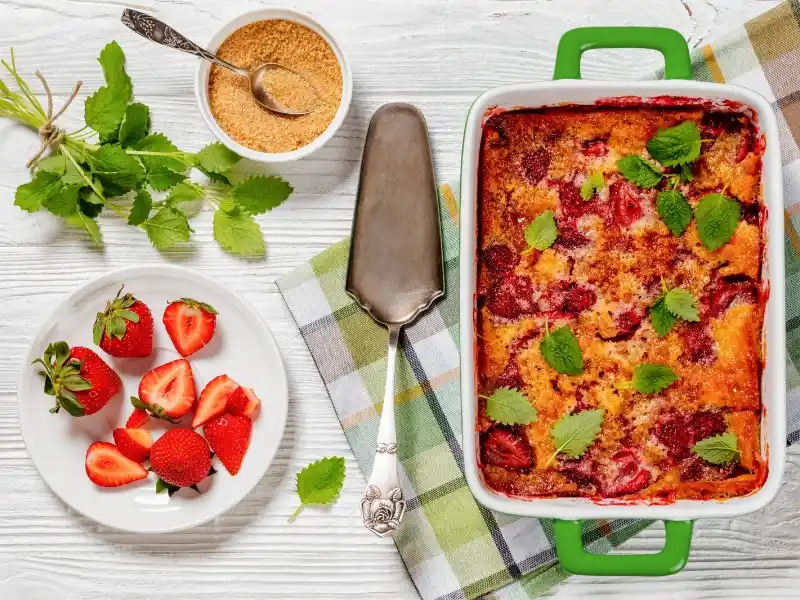 Strawberry cobbler in plate