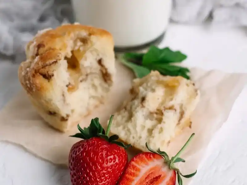 Strawberry muffins in kitchen 