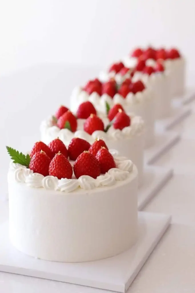 strawberry cake with bavarian cream filling