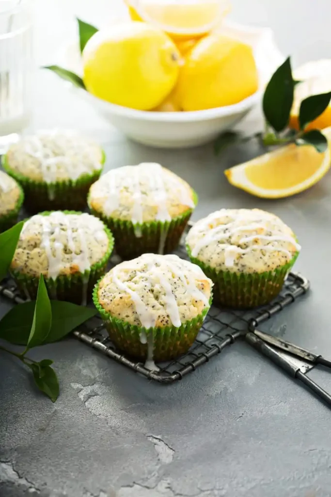 Freshly baked lemon poppy seed muffins