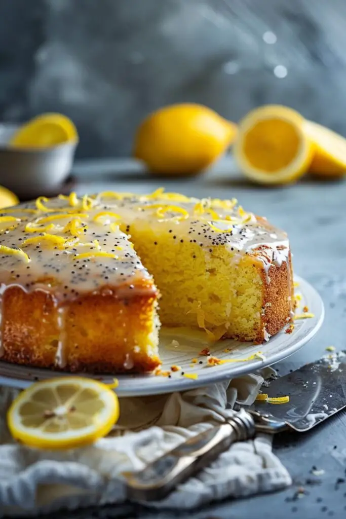 Lemon Poppy Seed Cake with cream cheese frosting