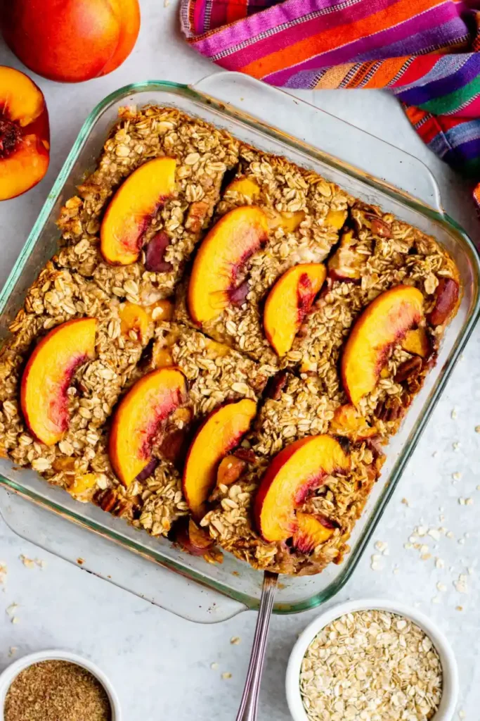 Baked Oatmeal with Nectarines and Pecans