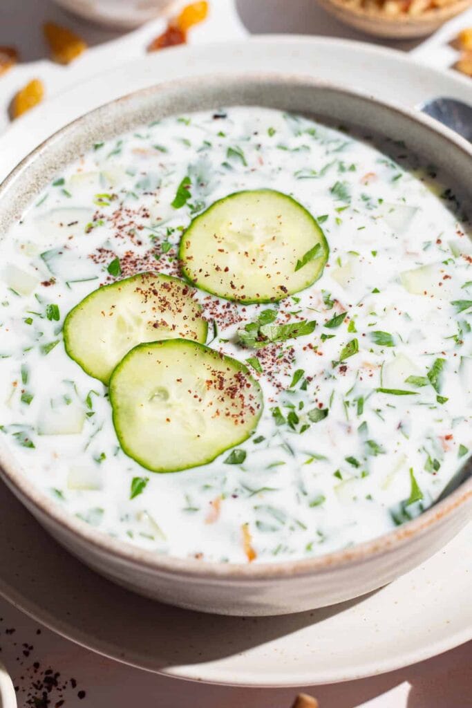 refreshing summer soup made with chilled cucumbers,