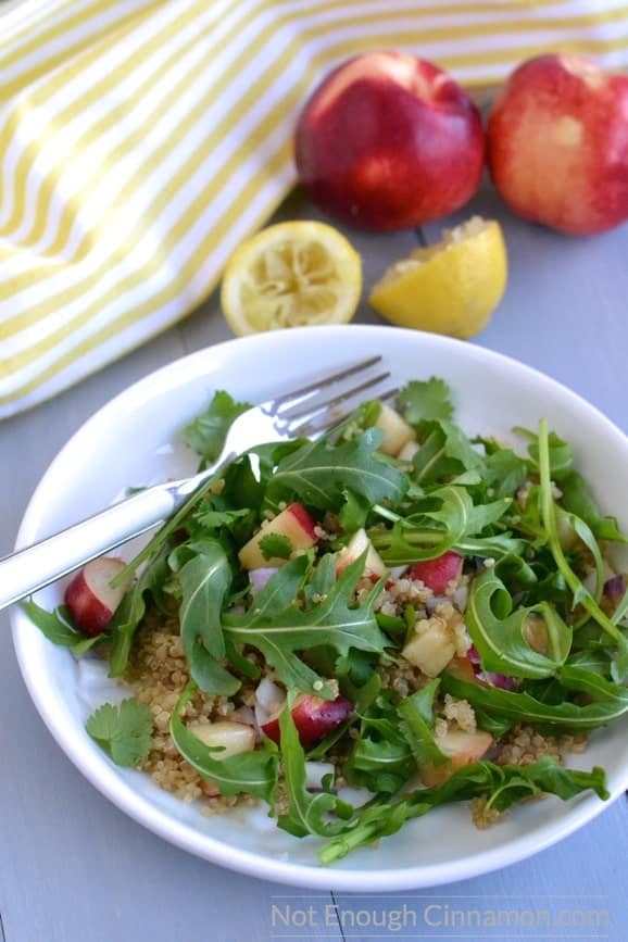 Nectarine Quinoa Salad with fork