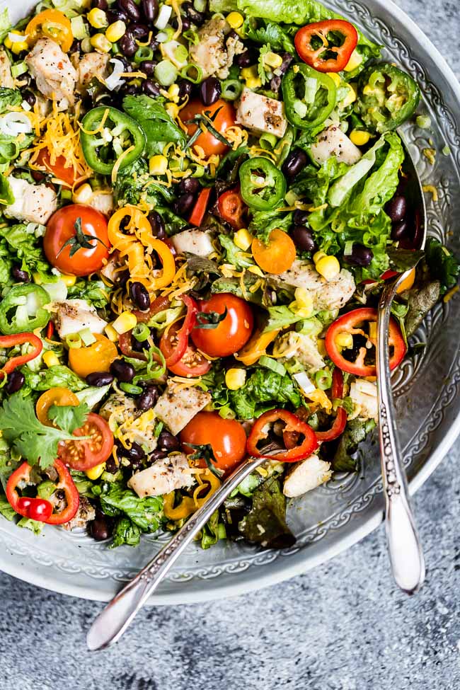 Southwest Chicken Salad with Creamy Avocado Dressing