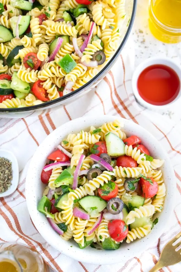 Vegan Italian Pasta Salad with sauce