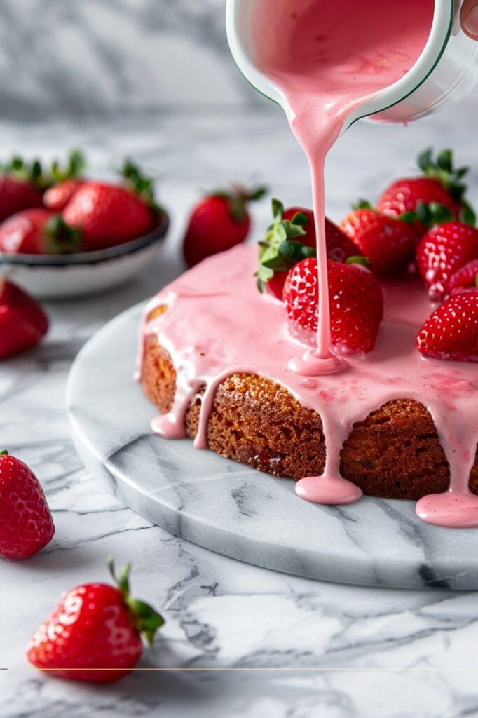 strawberry pound cake with strawberries