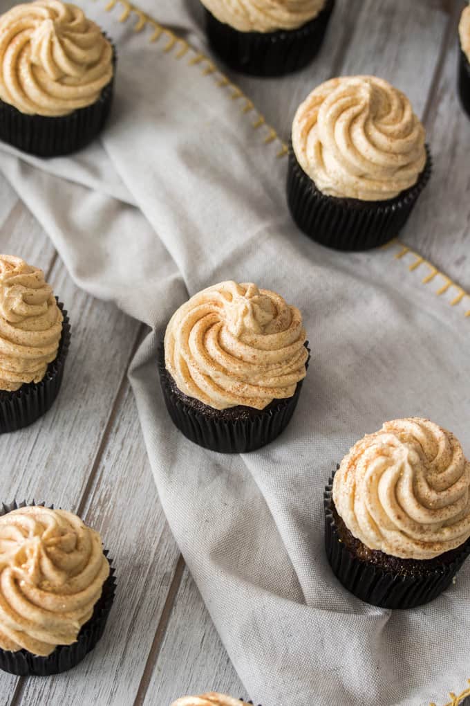 Chocolate pumpkin cupcakes in kitchen