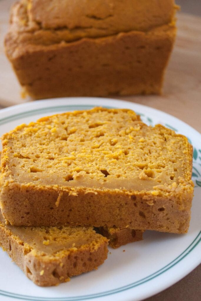 two slices of pumpkin bread in plate