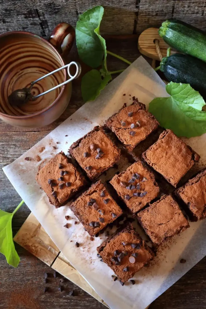 zucchini brownies with chocolate chip toppings