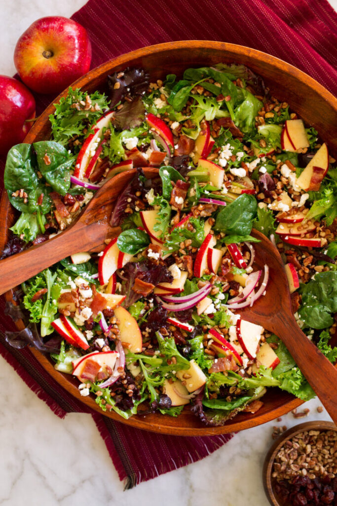 Apple Salad in wooden bowl