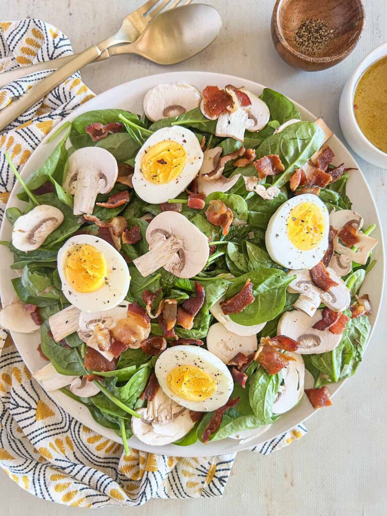 Baby Spinach Salad with Warm Bacon Vinaigrette