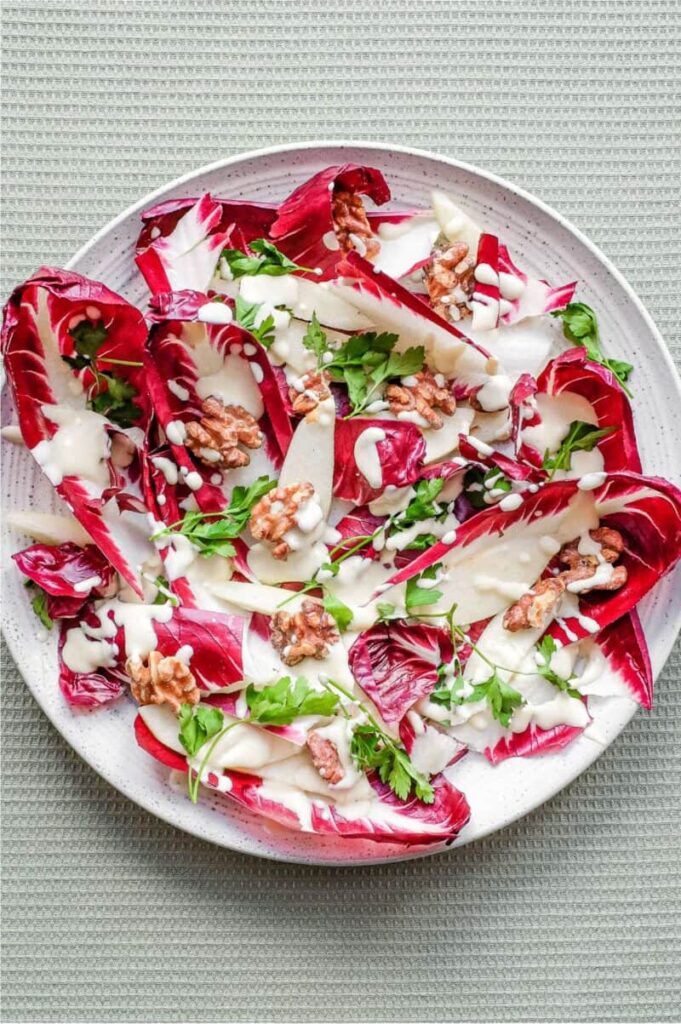 Radicchio Salad with Pear, Walnut & Gorgonzola Dressing