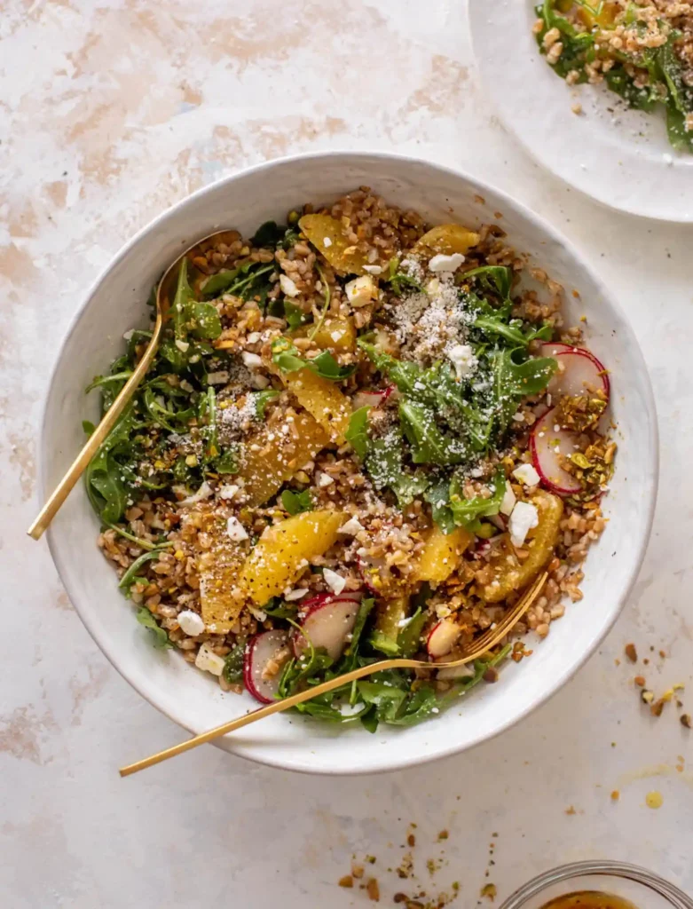 Warm Brussels Sprouts Caesar Salad in bowl