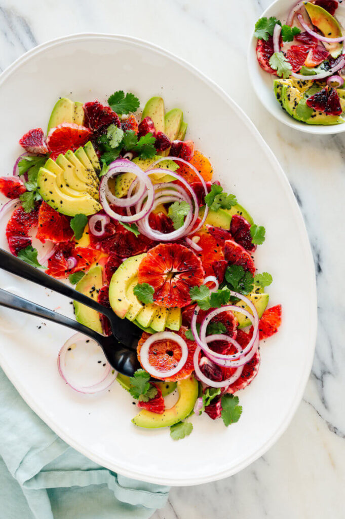 Blood Orange And Avocado Salad in dish