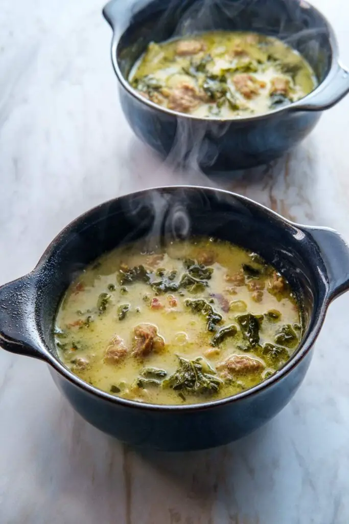 Instant Pot Keto Zuppa Toscana Soup in black dish