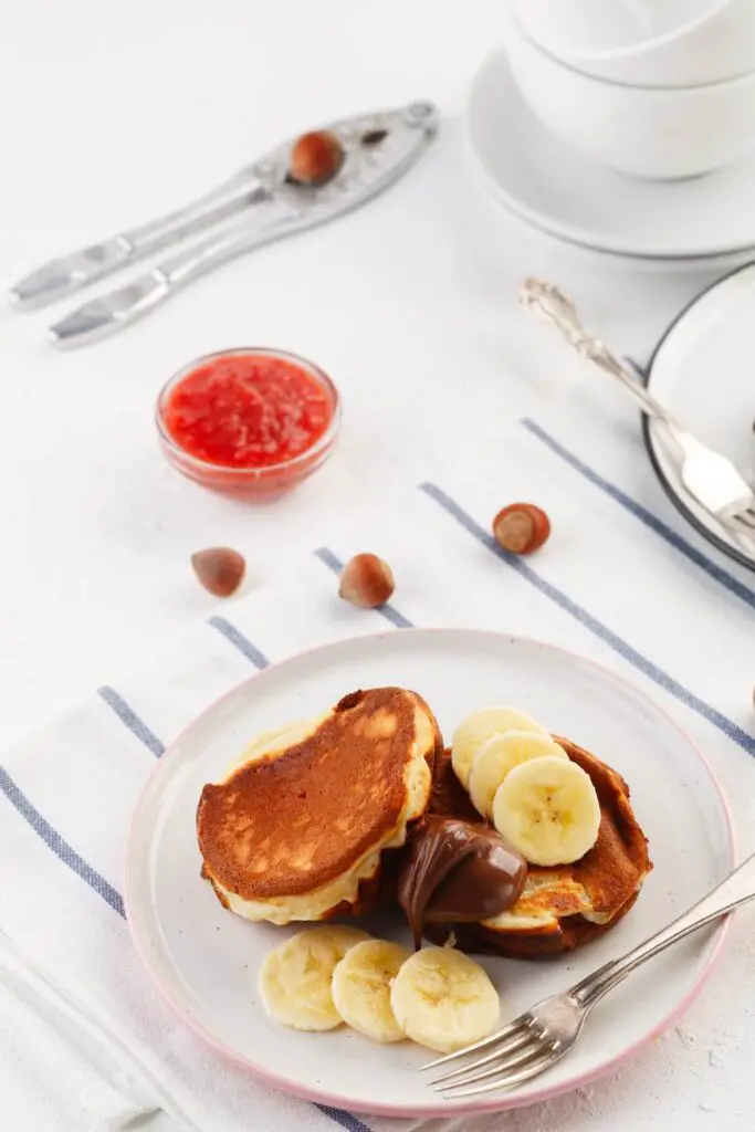 Peanut Butter Banana Pancakes Baby in plate with fork