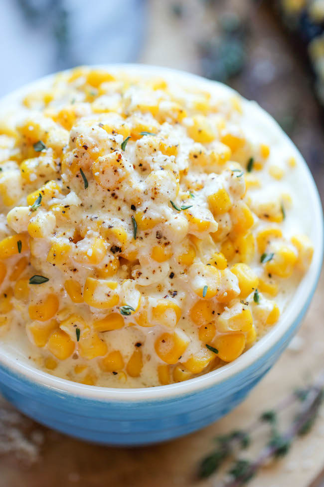 Slow Cooker Creamed Corn in bowl