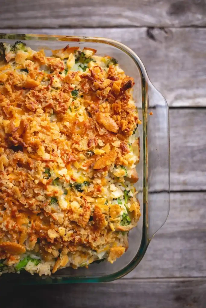 side view of Turkey Cabbage Casserole with Rice in dish