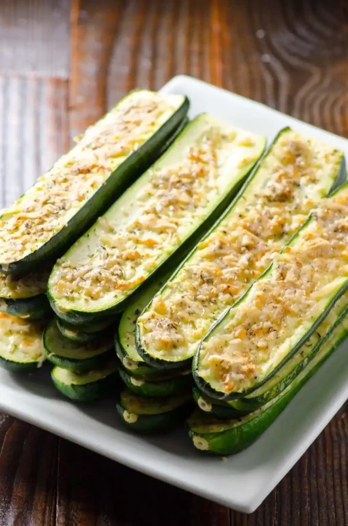 stack of Baked Parmesan Zucchini Sticks