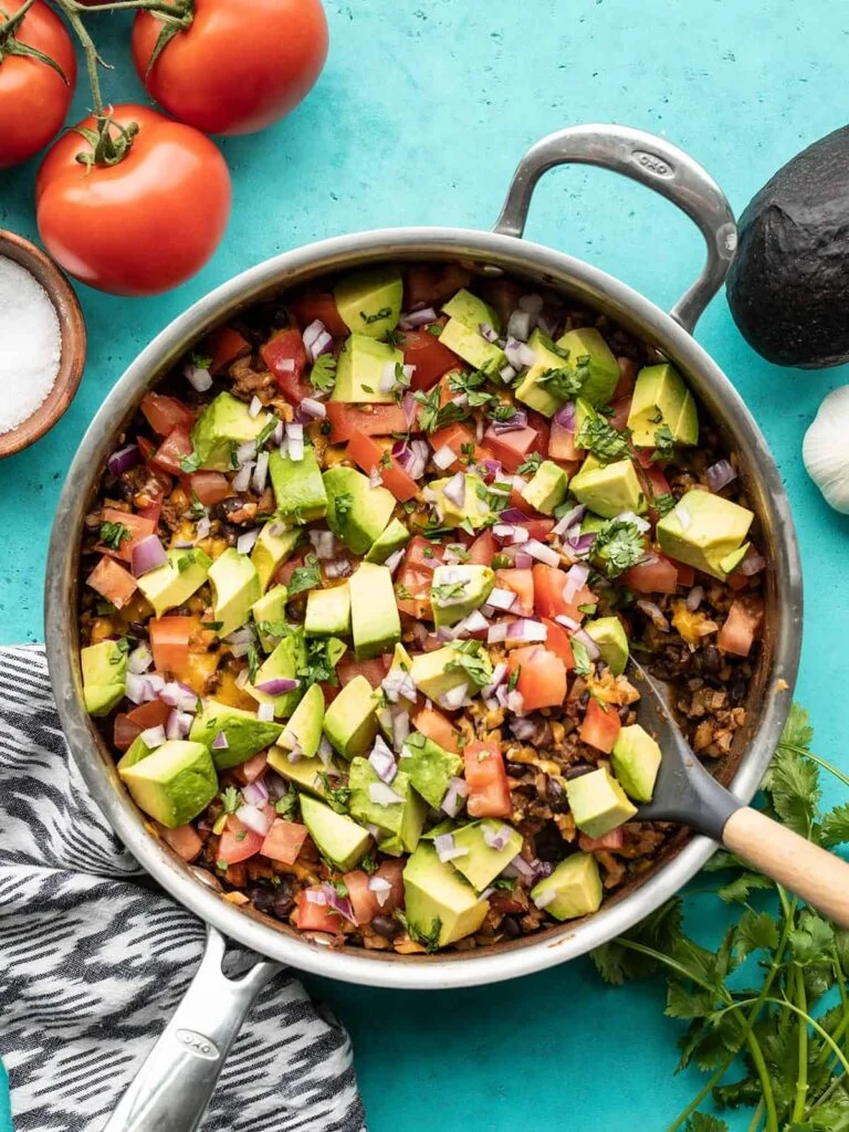 Beef and Cauliflower Taco Skillet