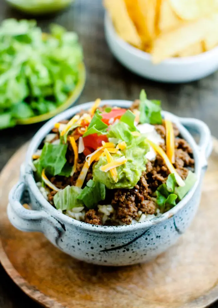 Ground Beef Taco Rice Bowl 