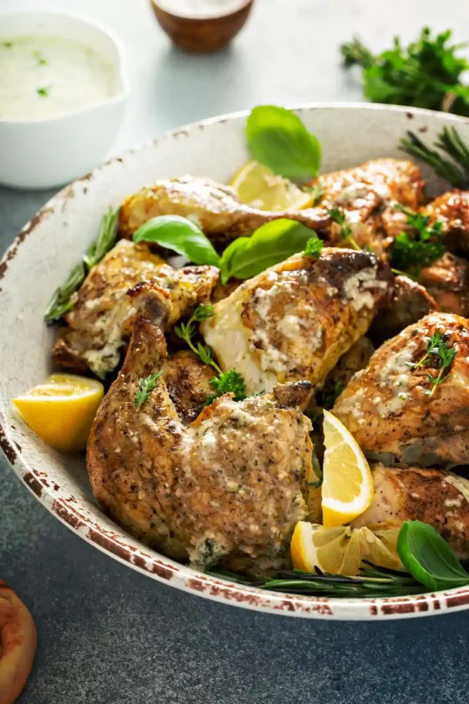 lemon herbs chicken tenders in plate