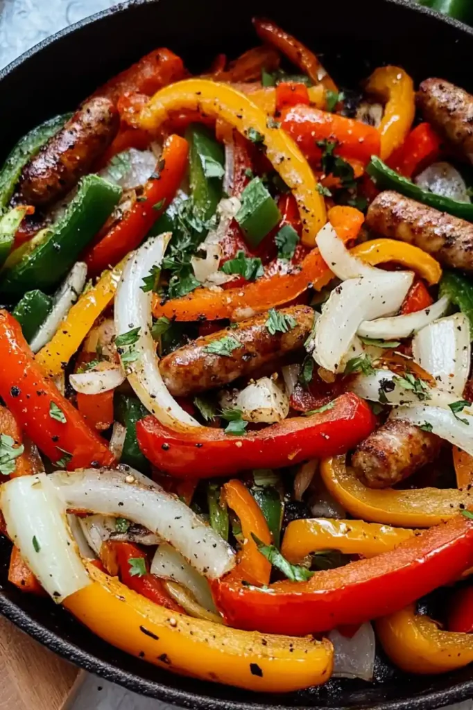 top view of Ina Garten Sausage and Peppers