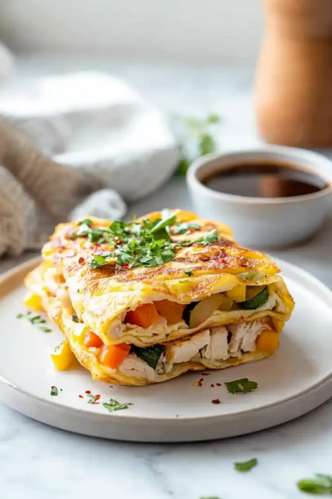 rice paper omelette in white plate