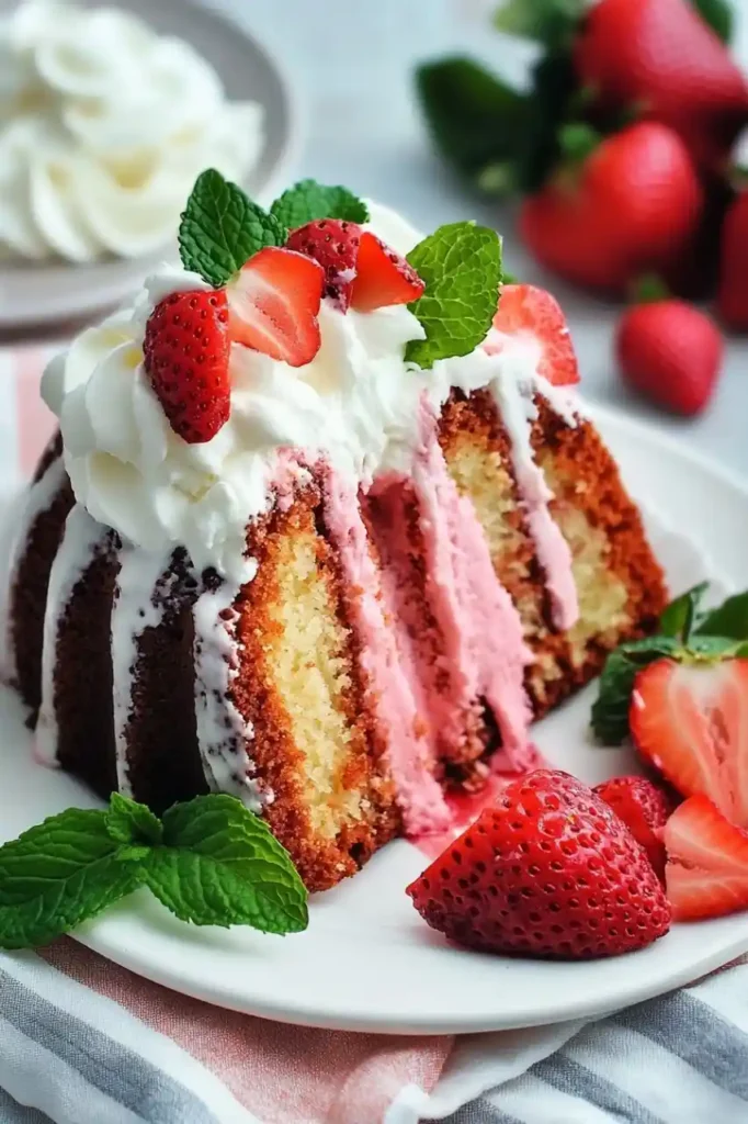 Strawberry Bundt Cake slice