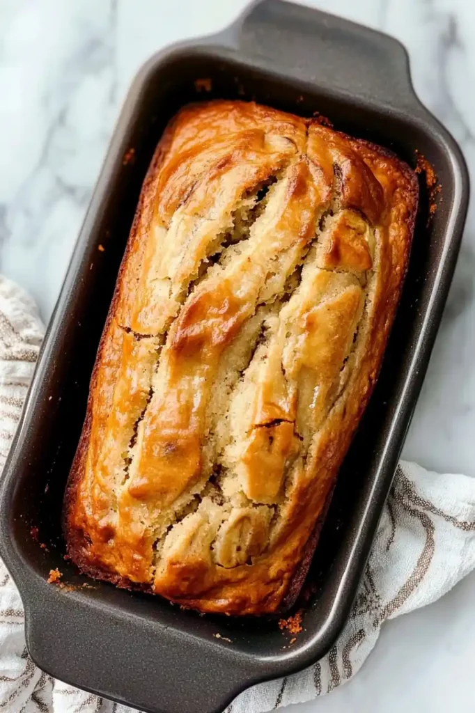 Banana Mochi Bread Loaf after bake