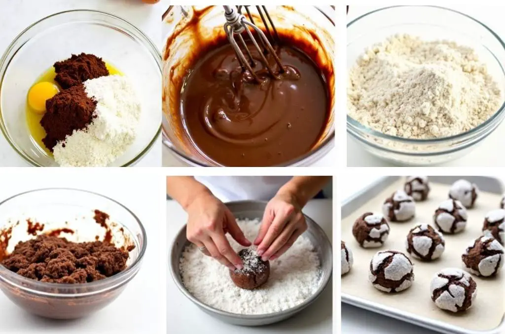 step by step instructions of Chocolate Crinkles 