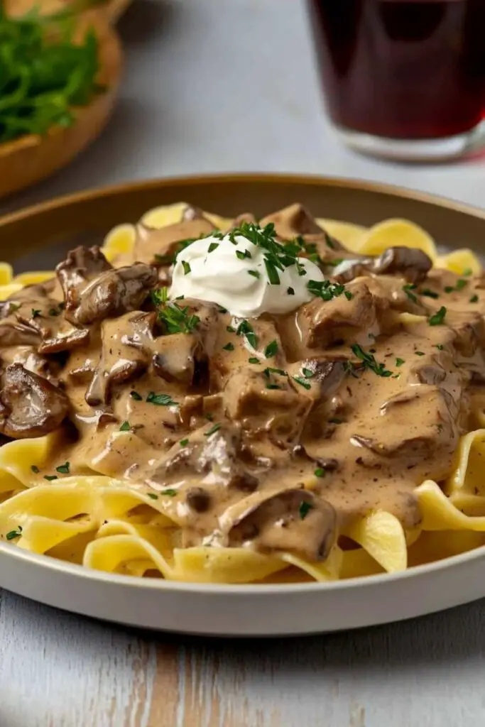 Ina Garten’s Beef Stroganoff close view