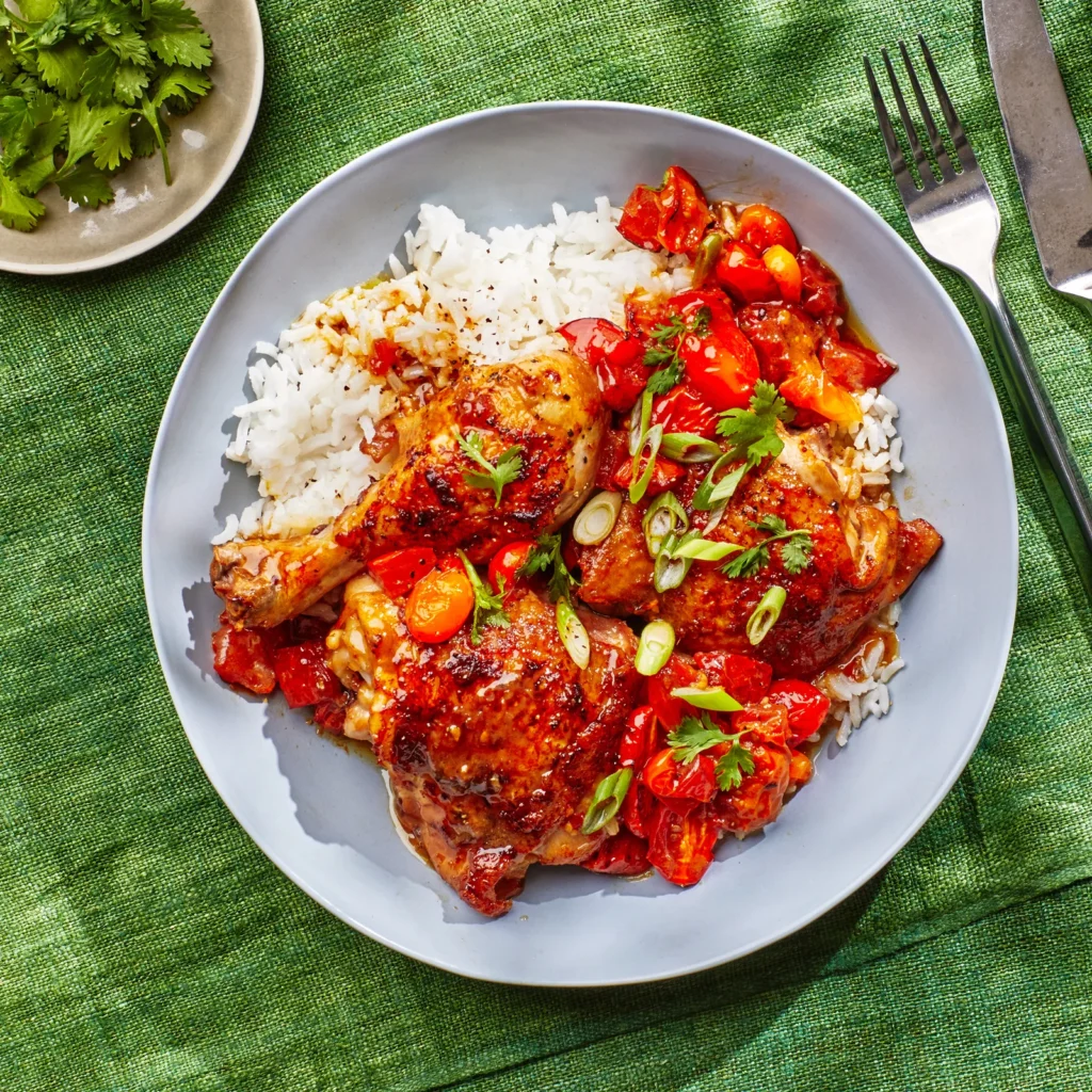 One-Pan Braised Chicken with Soy Sauce and Tomatoes