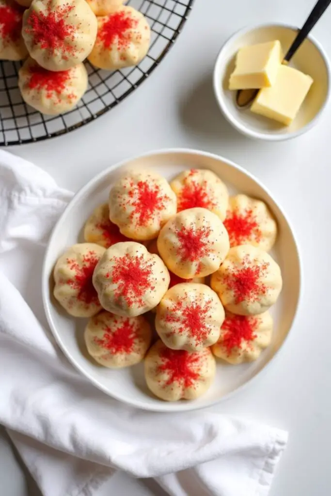 Top down view of freshly baked Salpores de Arroz