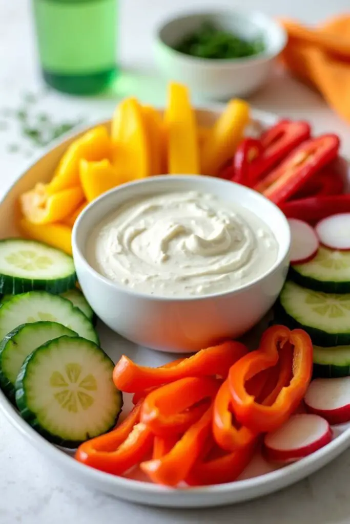 Wingstop Blue Cheese in a bowl placed in a middle of salad platter