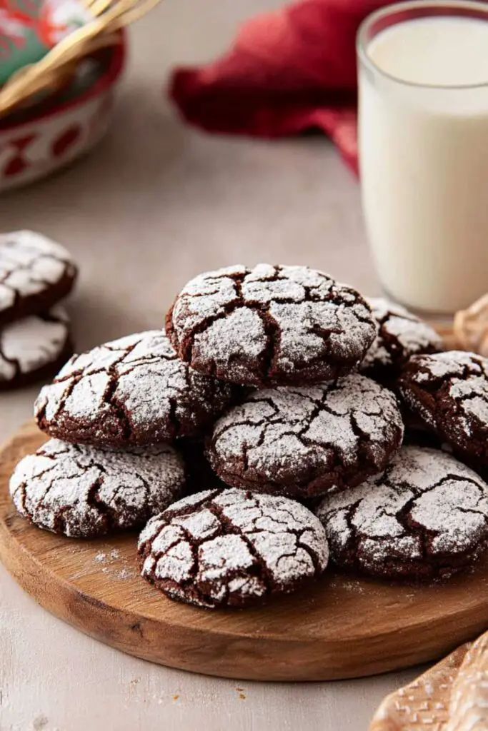 Chocolate Crinkles Recipe Filipino in wooden plate