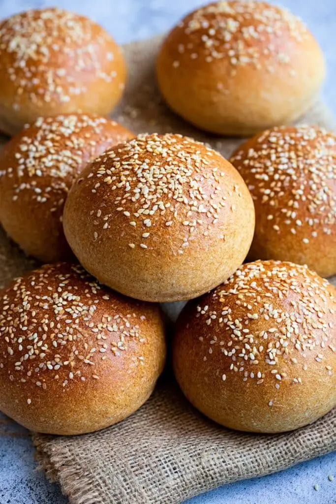 upper view of Honey Whole Wheat Hamburger Buns 