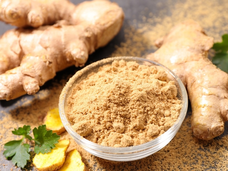 Ginger and grind ginger in bowl